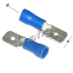 Konektor 6,3mm wtyk izolowany niebieski 10 Szt