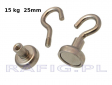 Magnes neodymowy z hakiem 25mm 15kg
