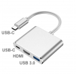 Adapter MHL TV wtyk USB-C na gniazdo HDMI + USB-3